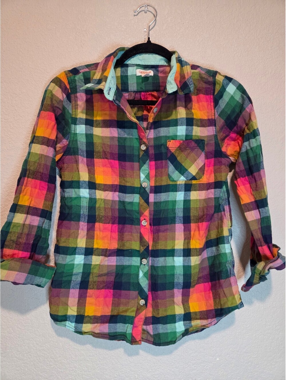 Cat & Jack Girls' XL (14/16) Multicolor Plaid Button-Up Shirt